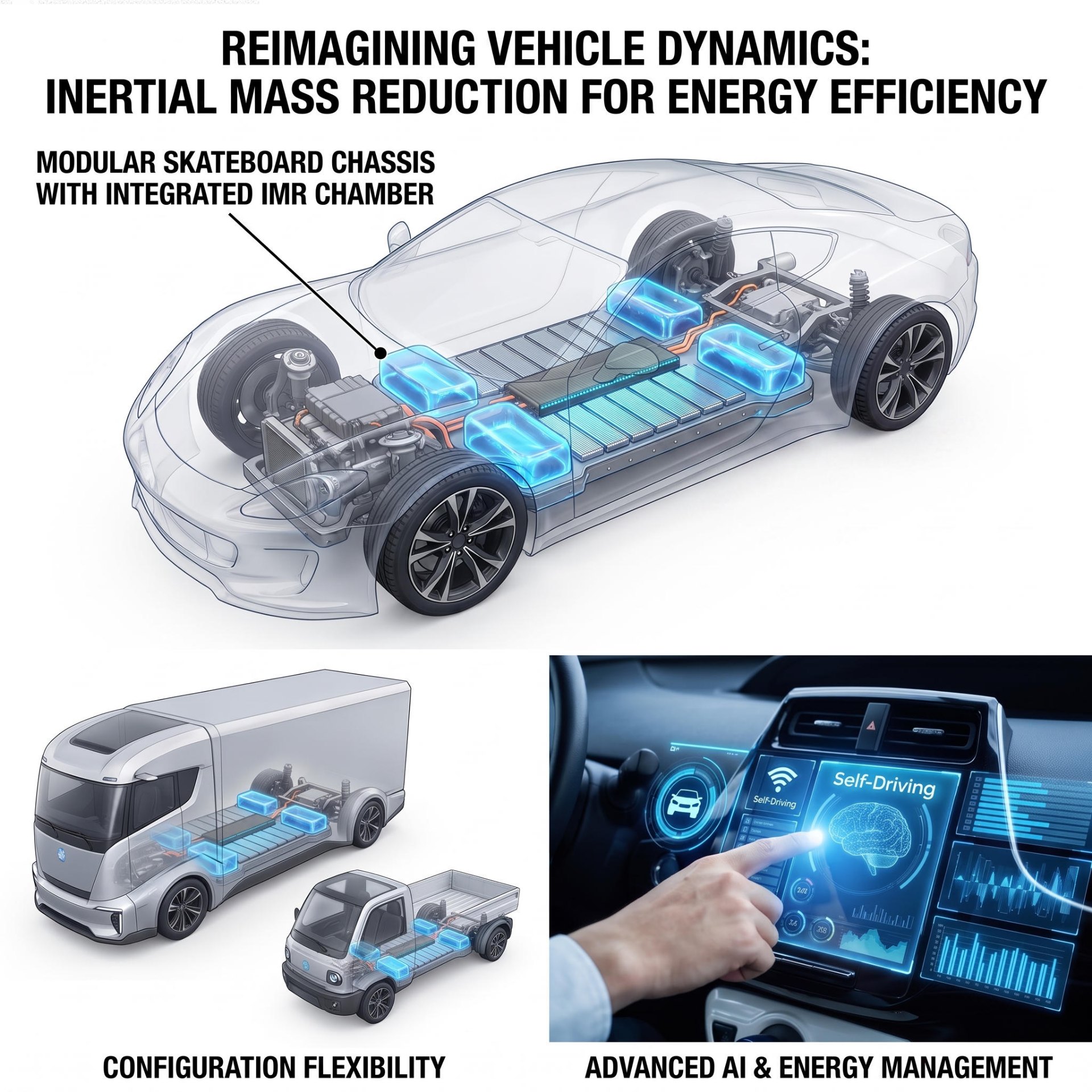 Modular skateboard chassis with integrated IMR chamber and AI-driven energy management — Quasi's inertial mass reduction platform